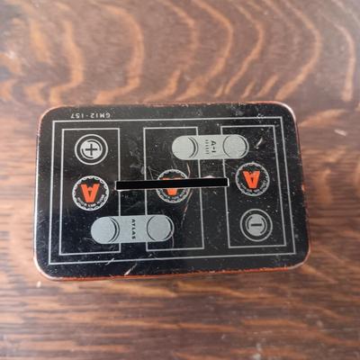TIN ATLAS COIN BANK, TIE TACKS AND TIE CLIPS