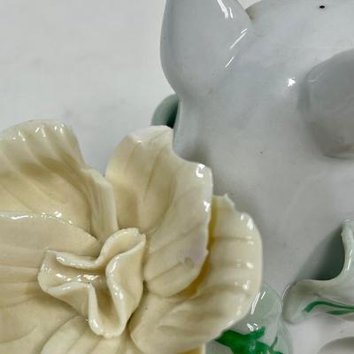 Pig Figurine, Potpourri Pig, and Piggy Banks Flower Decorated Ceramic