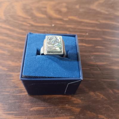 STERLING SILVER RING WITH ABALONE STONE