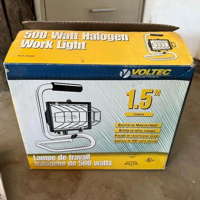 NEW 500 WATT HALOGEN WORK LIGHT AND A CORDLESS SCREWDRIVER