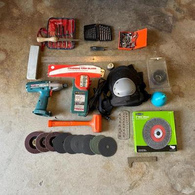 WIRE AND GRINDING WHEELS, DRILL BITS, CORDLESS DRILL, KNEE PADS AND MORE