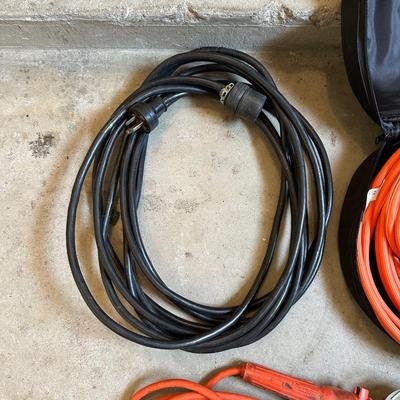 JUMPER CABLES, EXTENSION CORD AND TROUBLE LIGHT