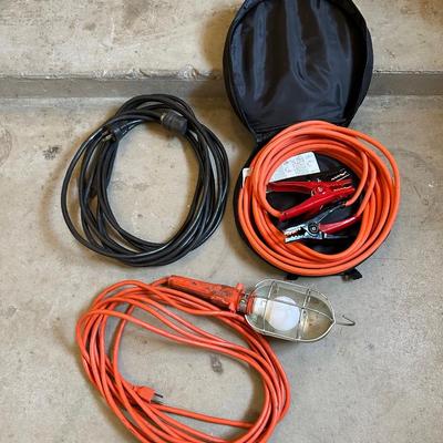 JUMPER CABLES, EXTENSION CORD AND TROUBLE LIGHT
