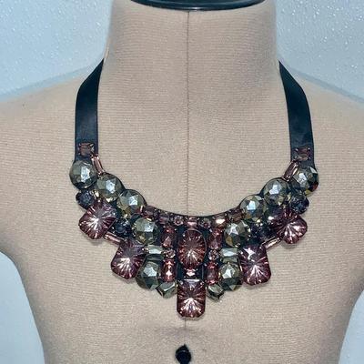 Joan Rivers Bib Necklace in Mirrored tones of amethyst and smoke
