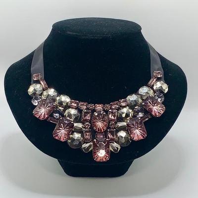 Joan Rivers Bib Necklace in Mirrored tones of amethyst and smoke