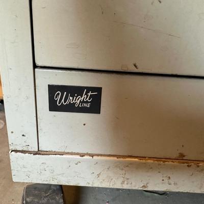 WRIGHT LINE CABINET W/ACCORDIAN DOOR AND DRAWER ON CASTERS