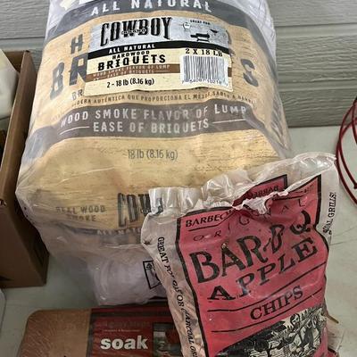 BBQ Items: Apple Chips, Western Red Cedar Plank, Cowboy Brand All Natural Hardwood Briquets - Wood Smoke Flavor