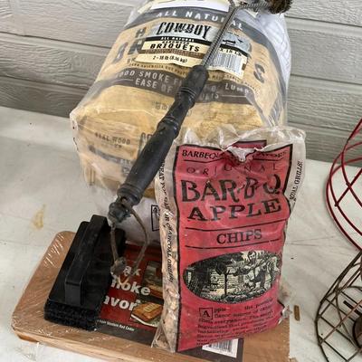 BBQ Items: Apple Chips, Western Red Cedar Plank, Cowboy Brand All Natural Hardwood Briquets - Wood Smoke Flavor