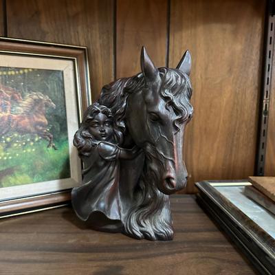 PICTURES OF HORSES AND A HORSE STATUE