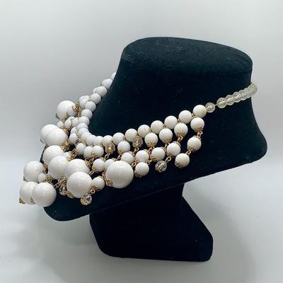 Joan Rivers White Bead Bib necklace