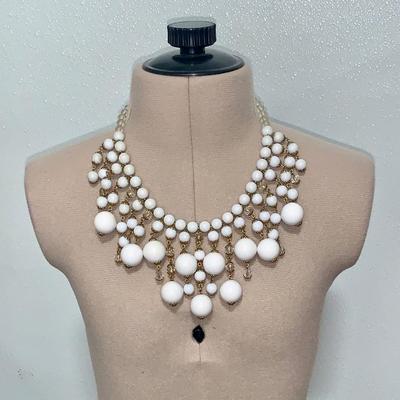 Joan Rivers White Bead Bib necklace