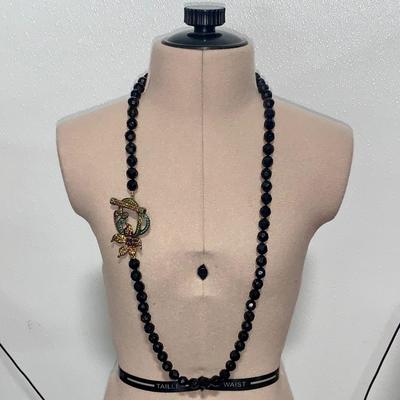 Heidi Daus Long Black Crystal "Perineal Favorite" Floral necklace & bracelet