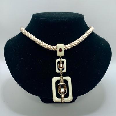 Heidi Daus Satin Cord Necklace with Removable crystal pendant drop