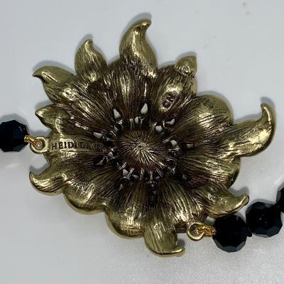 Heidi Daus Crystal Floral necklace Black and gold