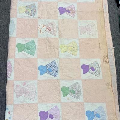 Vintage Quilt Dutch Doll Sun Bonnet Sue Prairie Doll Pastel Colors
