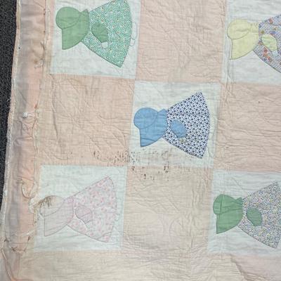 Vintage Quilt Dutch Doll Sun Bonnet Sue Prairie Doll Pastel Colors