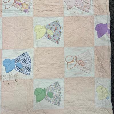 Vintage Quilt Dutch Doll Sun Bonnet Sue Prairie Doll Pastel Colors