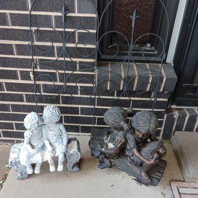2 RESIN YARD STATUES