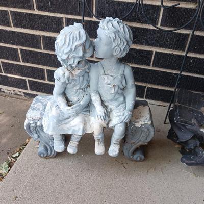 2 RESIN YARD STATUES