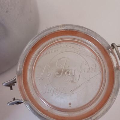 CLAY PITCHER, VINTAGE JAR AND CANNING POT