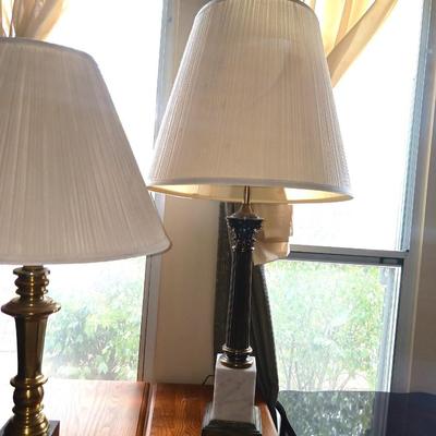 2 MARBLE BASE TABLE LAMPS