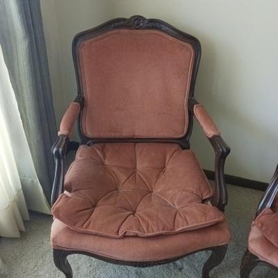 2 ANTIQUE TUFTED ARM CHAIRS