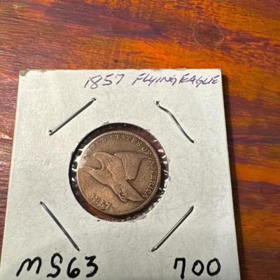 1857 FLYING EAGLE SMALL LETTER MS 63 US COIN 1c