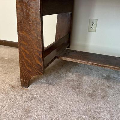 WRITING DESK WITH SIDE SHELVES AND A VINTAGE HORSE PICTURE