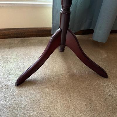 COAT RACK, 2 TIER SIDE TABLE AND 2 PICTURES