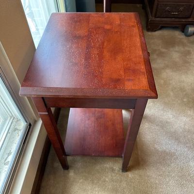 COAT RACK, 2 TIER SIDE TABLE AND 2 PICTURES