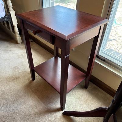 COAT RACK, 2 TIER SIDE TABLE AND 2 PICTURES