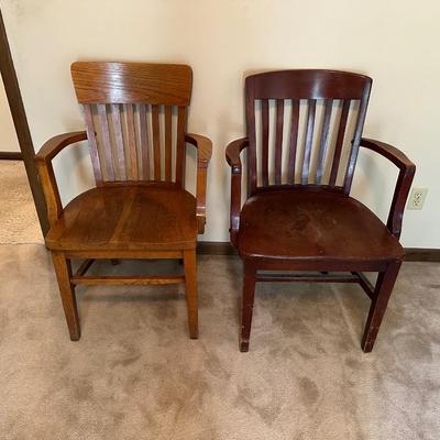 2 SOLID WOOD DESK CHAIRS