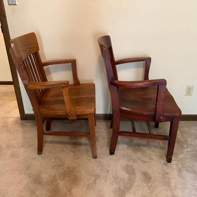 2 SOLID WOOD DESK CHAIRS