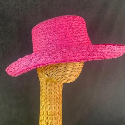 Pink Raffia Rolled Brim