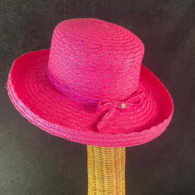 Pink Raffia Rolled Brim