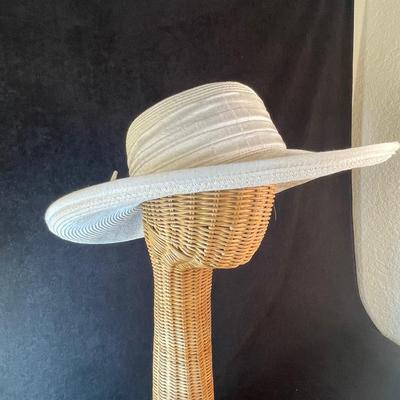 White Wide Brim Hat with Bow