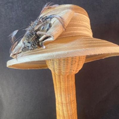 Sheer Wide Brim Hat with Feather Bow