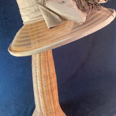 Sheer Wide Brim Hat with Feather Bow
