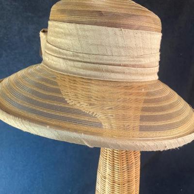 Sheer Wide Brim Hat with Feather Bow