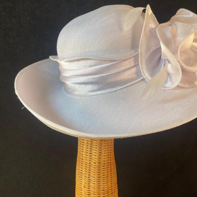 White Wide Brim with Satin Bow
