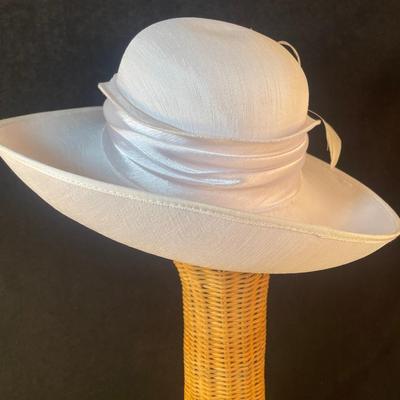 White Wide Brim with Satin Bow
