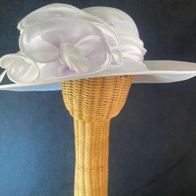 White Wide Brim with Satin Bow