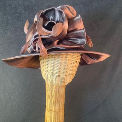 Brown Satin Bow Hat