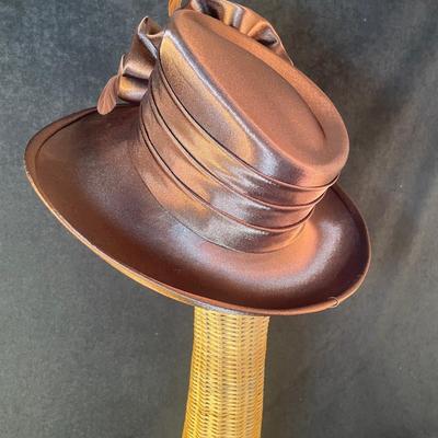 Brown Satin Bow Hat
