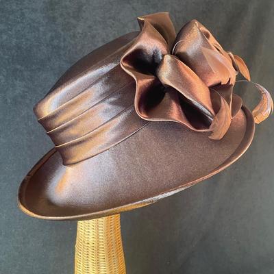 Brown Satin Bow Hat