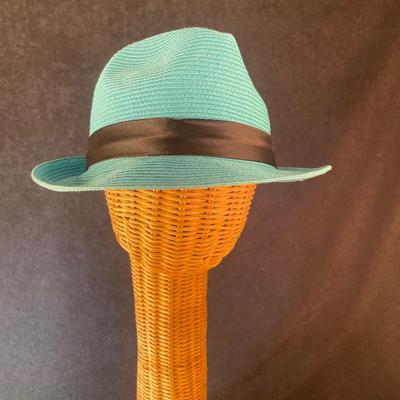 Turquoise Straw Fedora