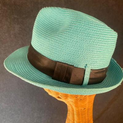 Turquoise Straw Fedora