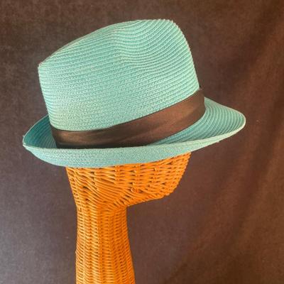 Turquoise Straw Fedora