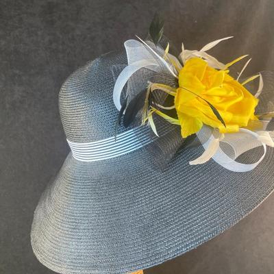 Wide Brim Hat with Yellow Bow