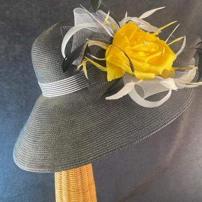 Wide Brim Hat with Yellow Bow